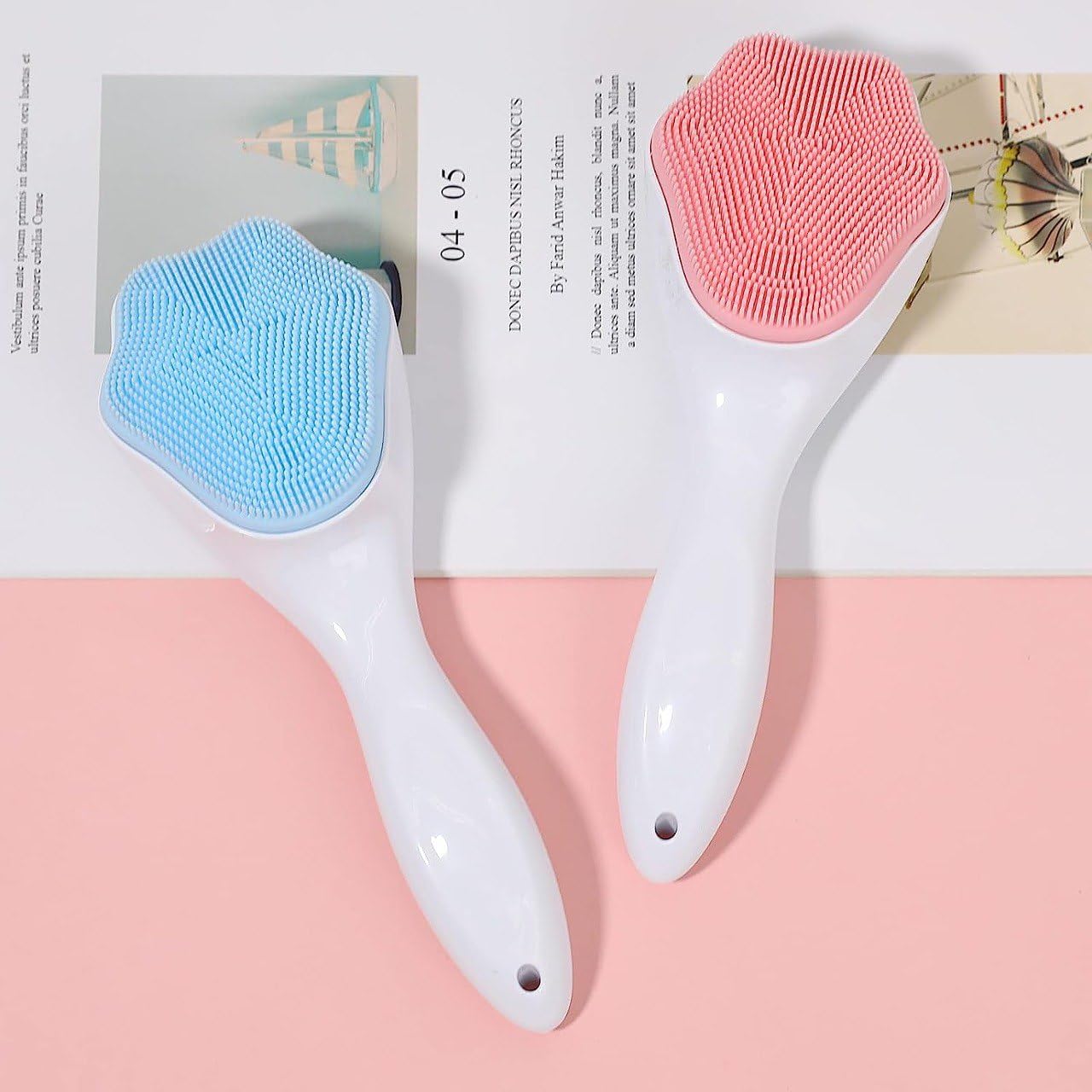 3pcs Long handle silicone cute cat claw face brush black head cleaning brush