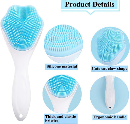 3pcs Long handle silicone cute cat claw face brush black head cleaning brush