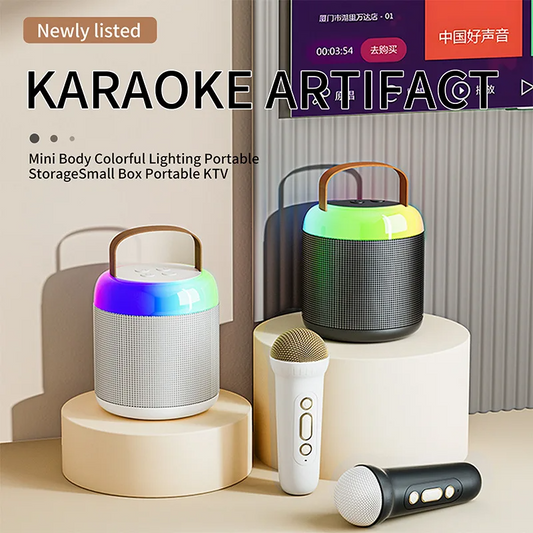 The Ultimate Portable Bluetooth Karaoke Speaker Set with RGB Lighting and Wireless Microphone - souqsaving.com